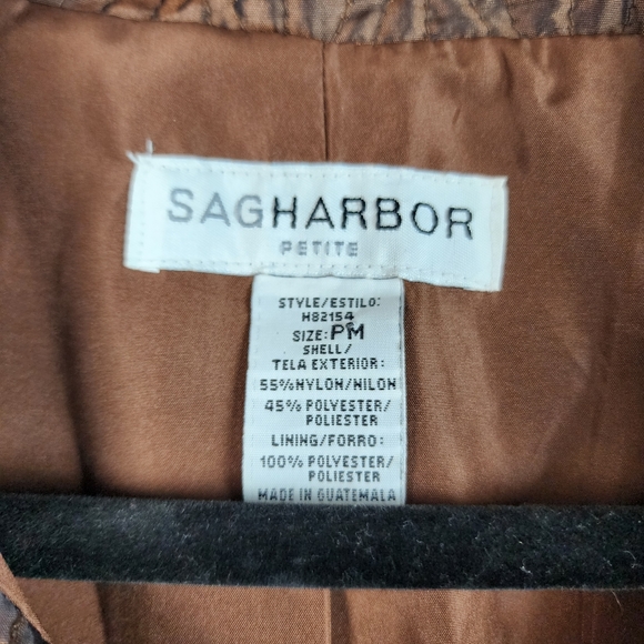 Sag Harbor Petite Medium Brown Lightweight Quilted Button Up Jacket Overcoat - Picture 5 of 6
